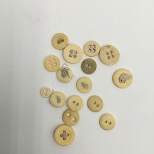 Antique 1800s Hand Carved Bone Buttons Lot of 16 Undergarment 2 and 4 holes